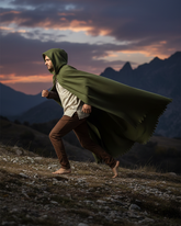 Mens Medieval Green Adventurer Cloak