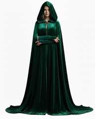Medieval Velvet Hooded Cloak