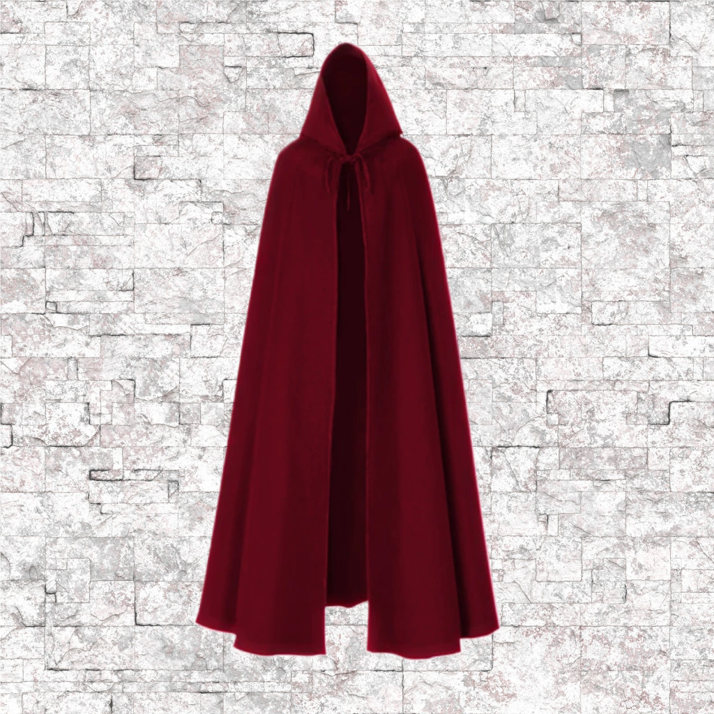 Burgundy Hooded Cloaks with Pockets