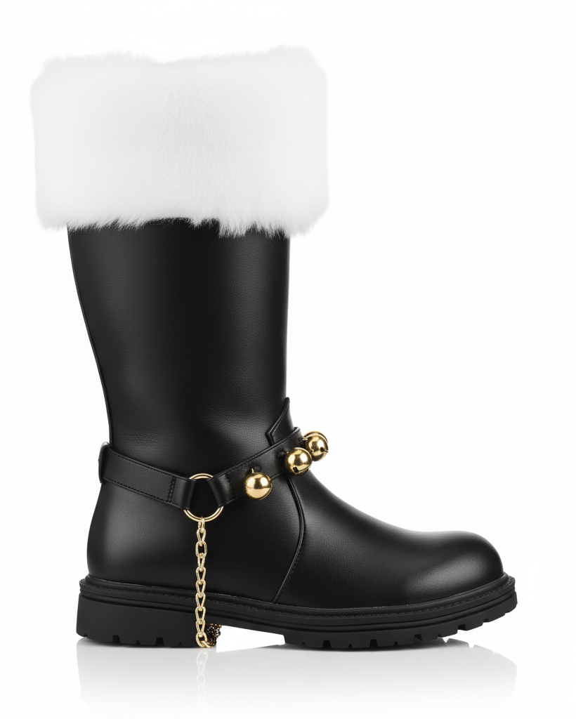 Santa Claus Fur Trim Boots Christmas Shoes