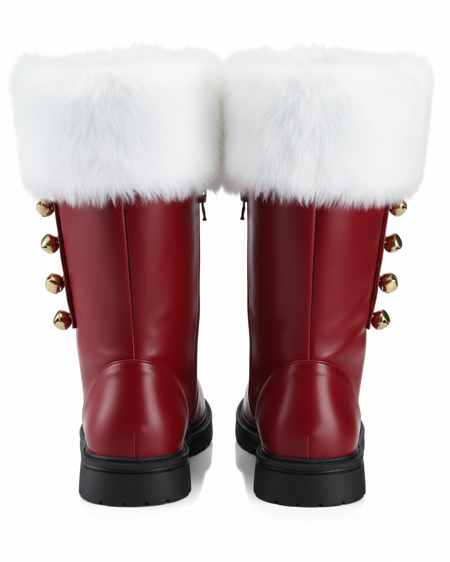 Santa Claus Fur Trim Boots Christmas Shoes