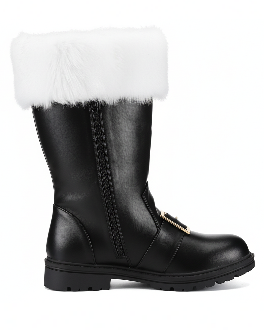Santa Claus Fur Trim Boots Christmas Shoes