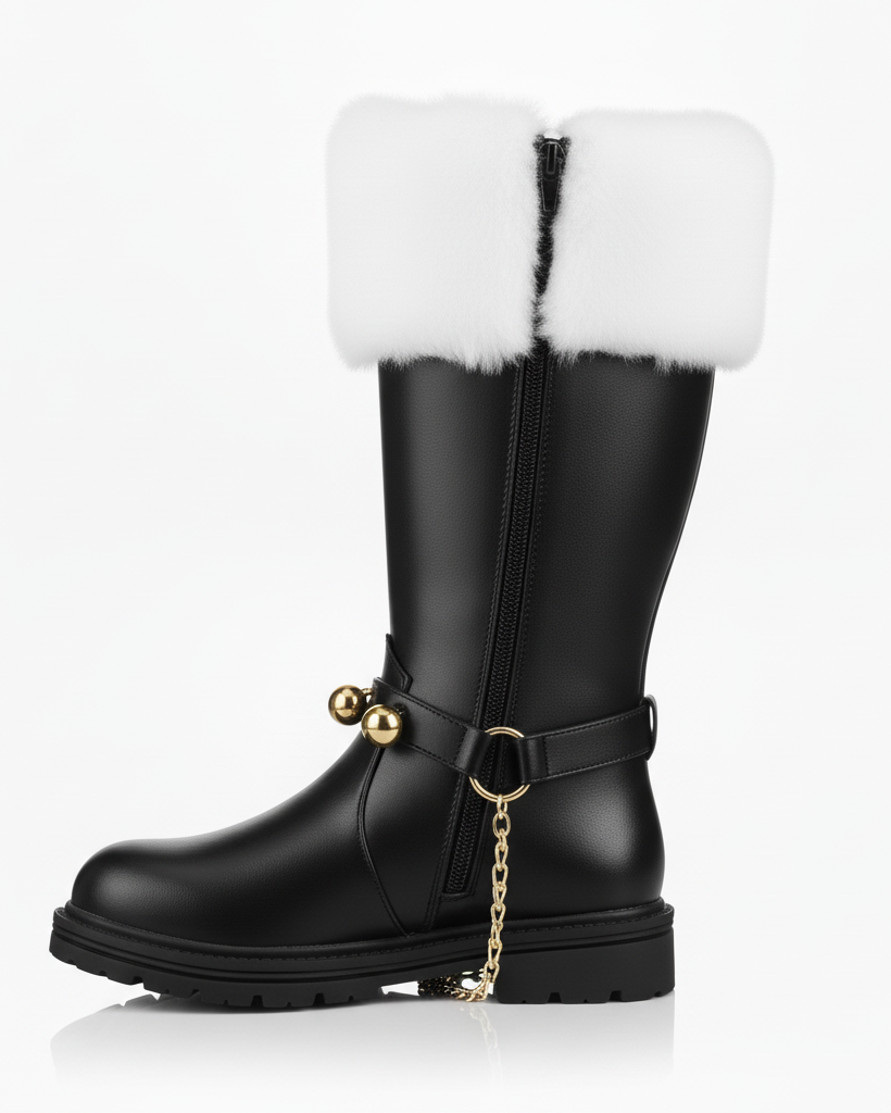Santa Claus Fur Trim Boots Christmas Shoes