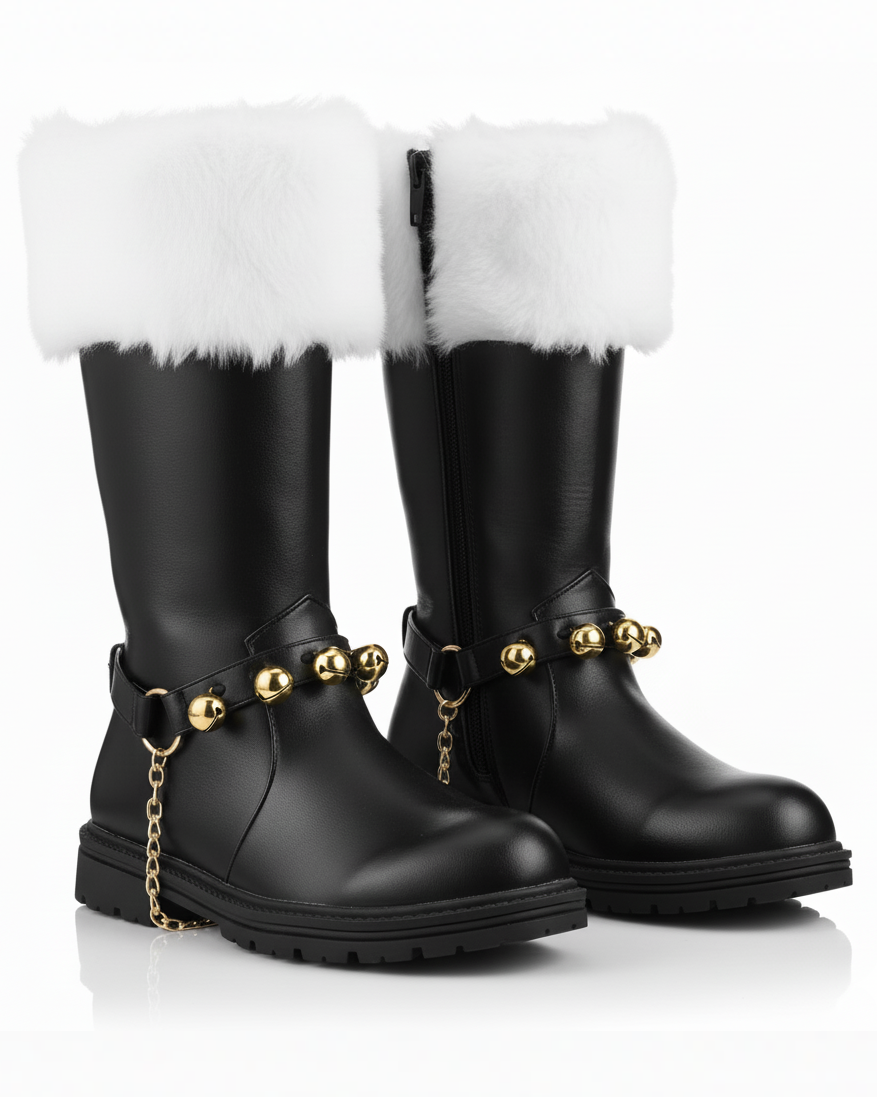 Santa Claus Fur Trim Boots Christmas Shoes