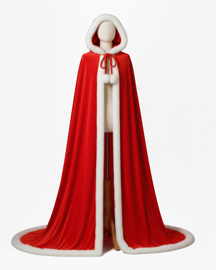 Christmas Velvet Cloak Santa Claus Holiday Cape