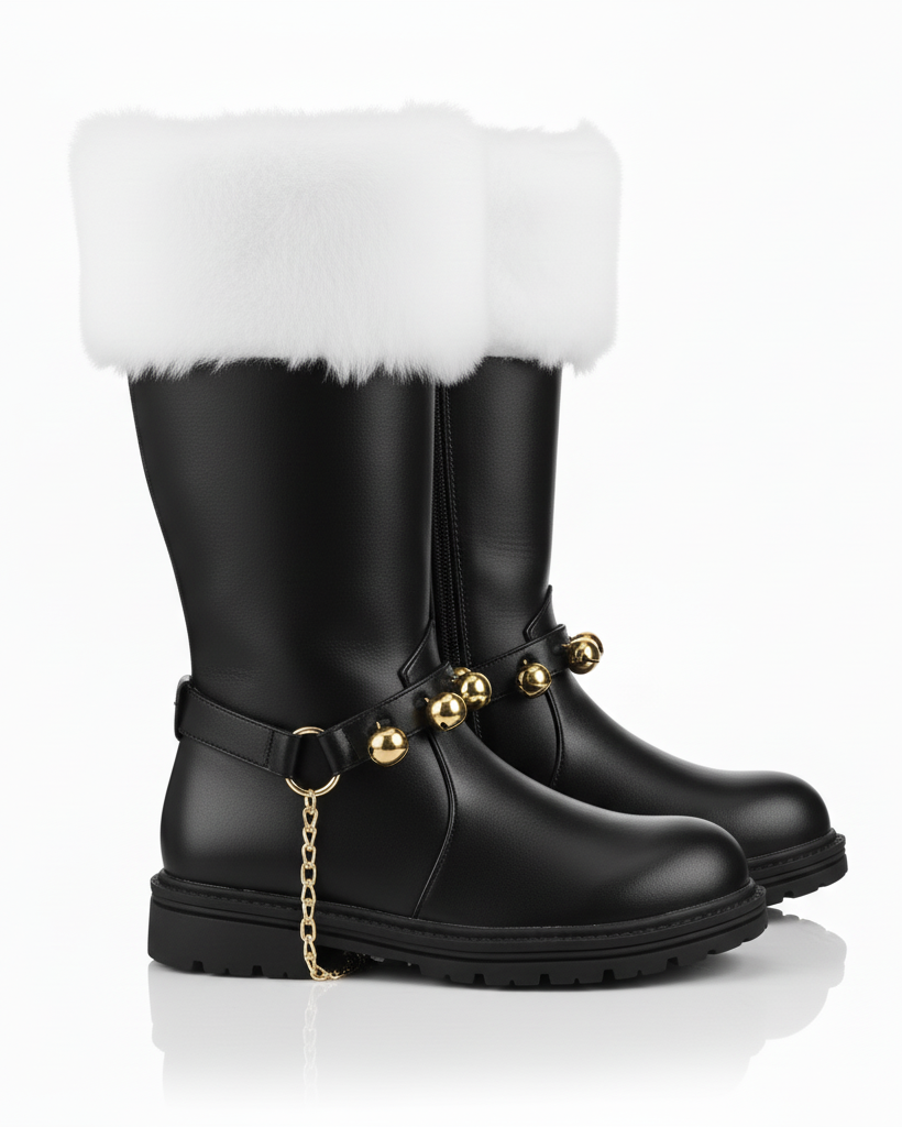 Santa Claus Fur Trim Boots Christmas Shoes