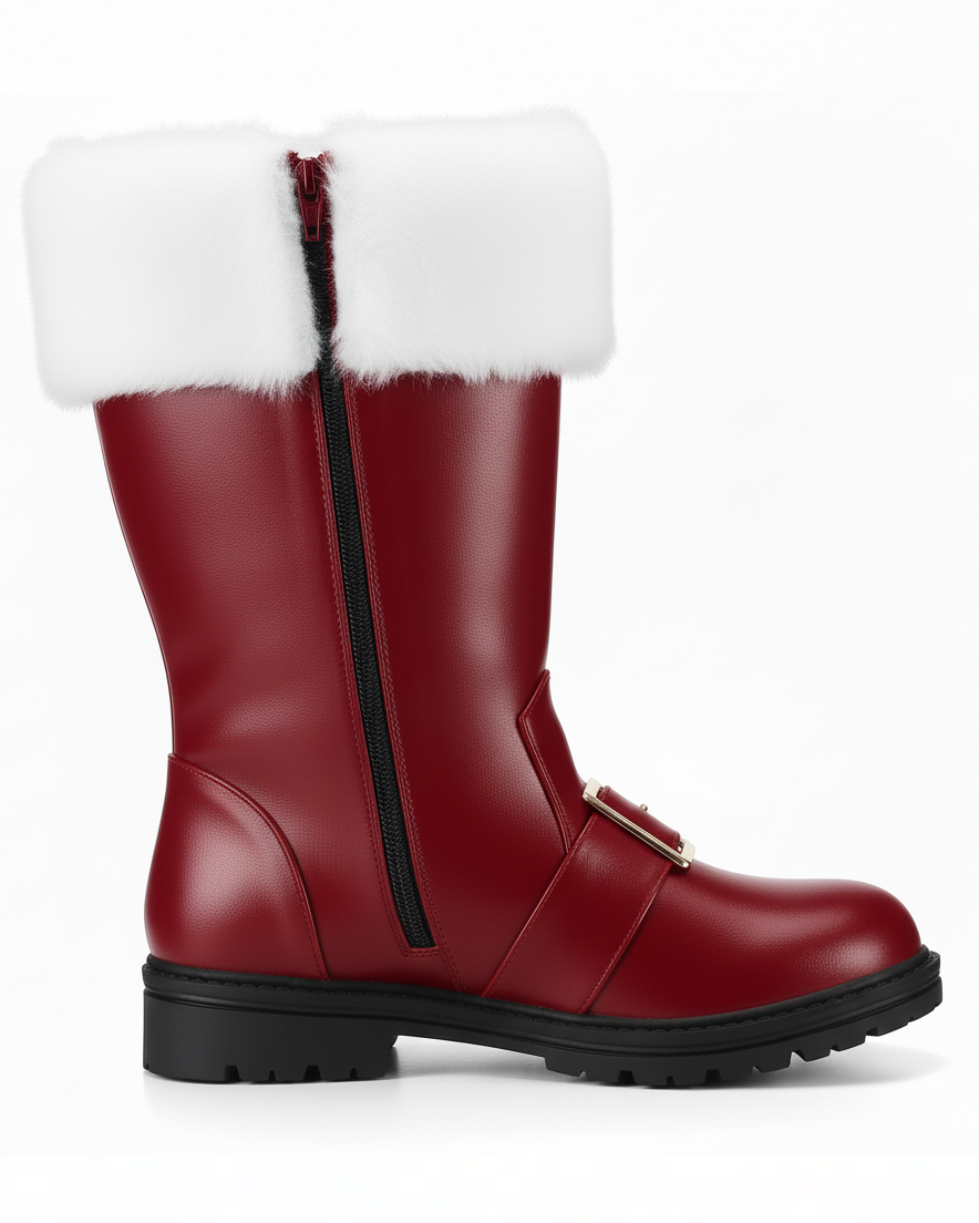 Santa Claus Fur Trim Boots Christmas Shoes