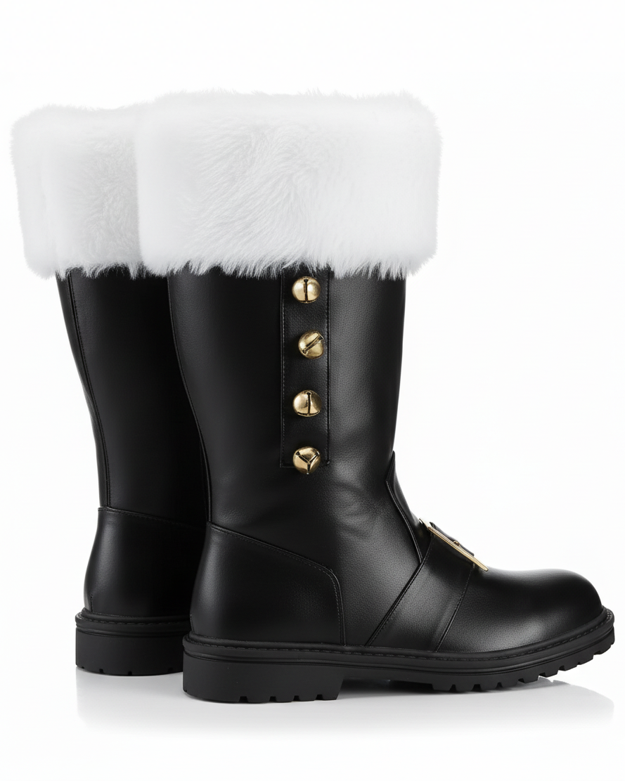 Santa Claus Fur Trim Boots Christmas Shoes