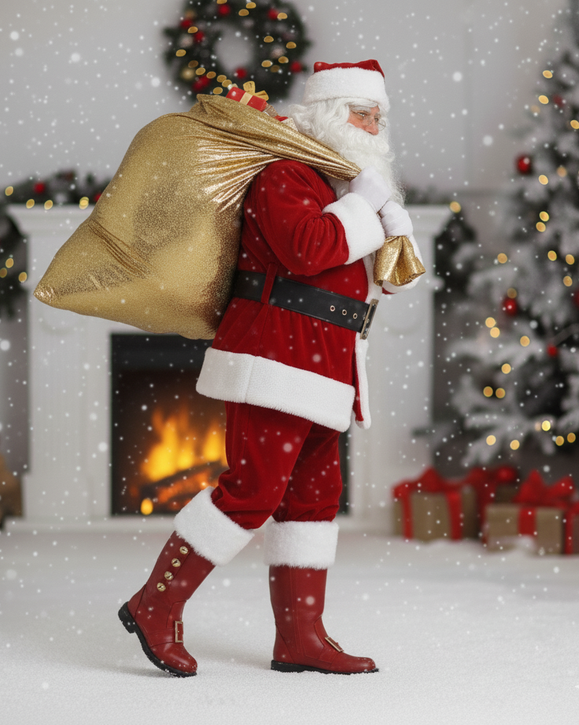 Santa Claus Fur Trim Boots Christmas Shoes