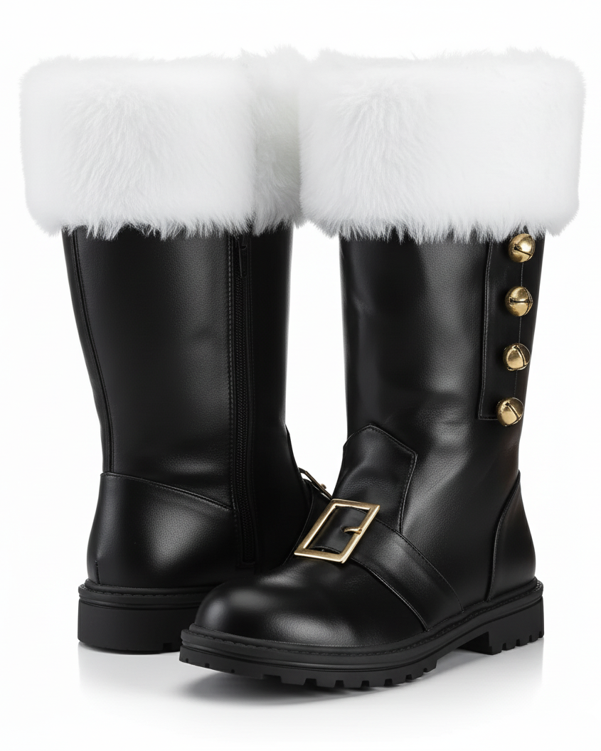 Santa Claus Fur Trim Boots Christmas Shoes