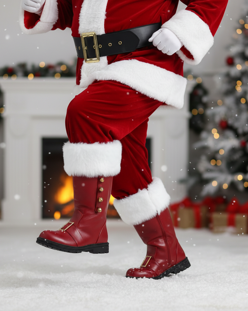 Santa Claus Fur Trim Boots Christmas Shoes