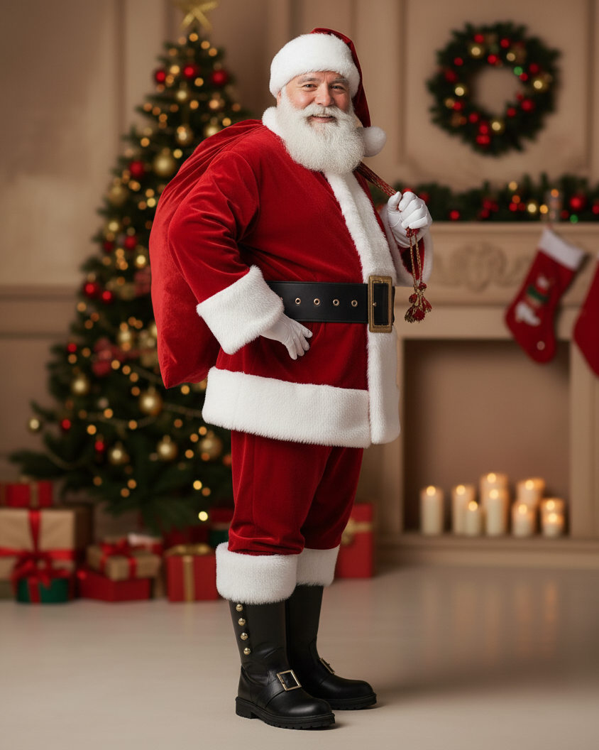 Santa Claus Fur Trim Boots Christmas Shoes
