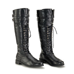 Black Knee High Lace-Up Cosplay Boots