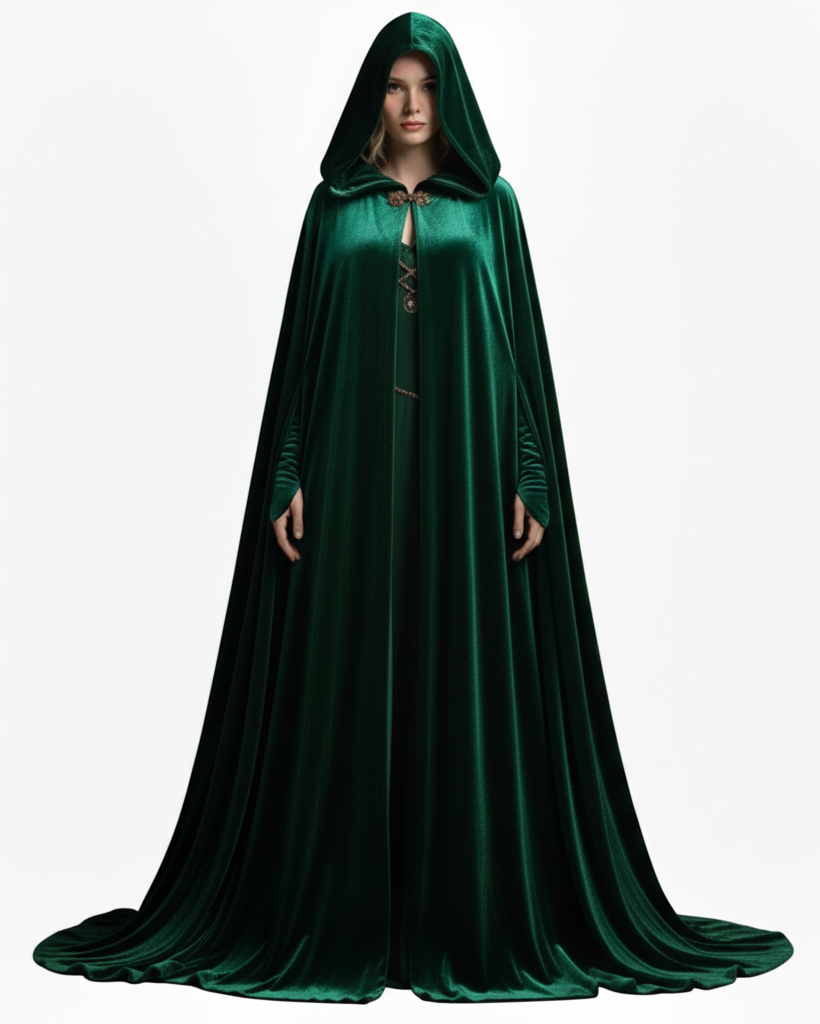 Medieval Velvet Hooded Cloak
