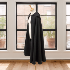 Black Wool Hooded Cloak