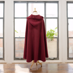 Red Wool Hooded Cloak