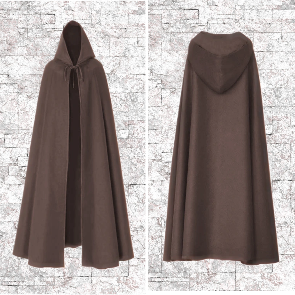 Brown Hooded Cloaks with Pockets