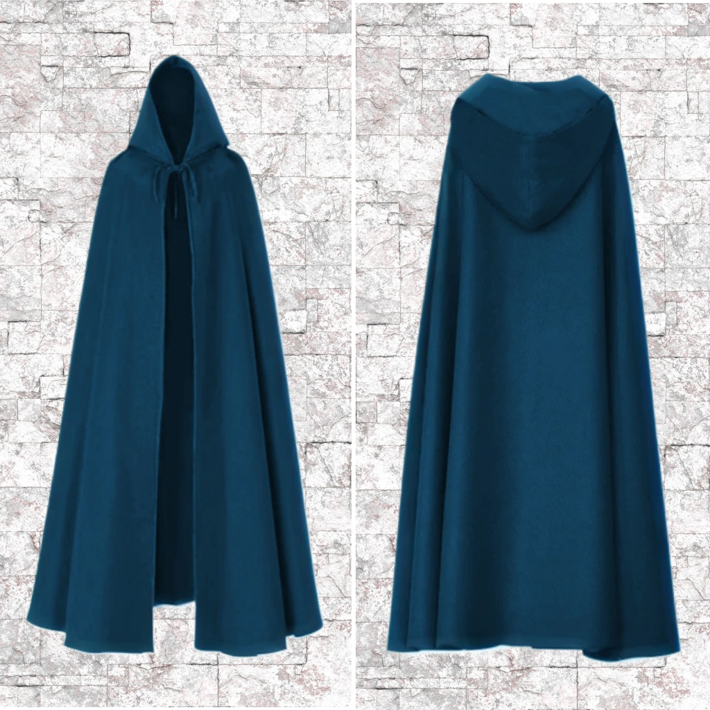 Blue Hooded Cloaks with Pockets