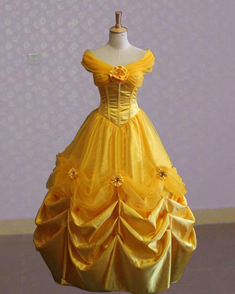 Belle Evening Gown Yellow Dress Cosplay Costume