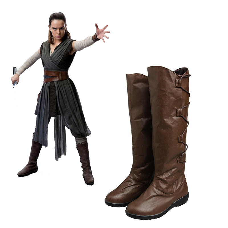 Star Wars 8 The Last Jedi Rey Brown Shoes Cosplay Boots