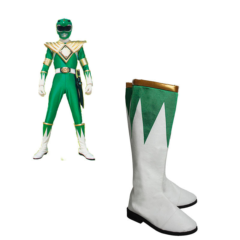 Burai Ranger Cosplay Boots Props Shoes White And Green