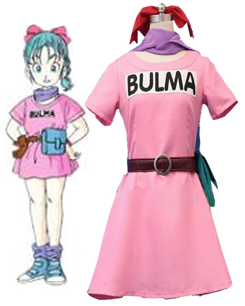 Dragon Ball Z Bulma Cosplay Costume Pink Dress