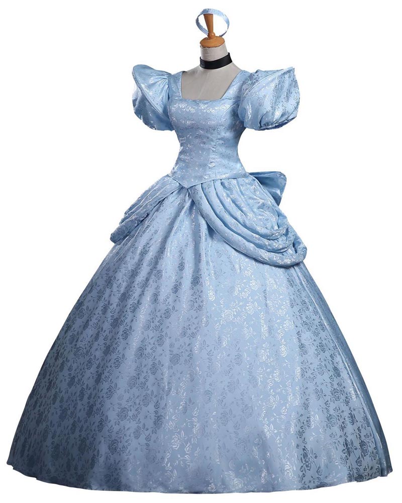 Princess Cinderella Cosplay Costume Blue Dress for Adult