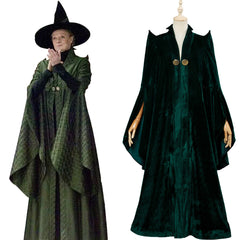 Magic Minerva McGonagall Cosplay Costume Green Cloak