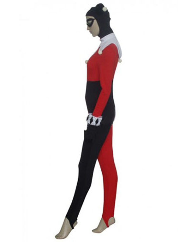 Harley Quinn Red and Black Jumpsuit Cosplay Costume
