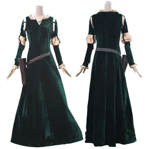 The Brave Princess Merida Cosplay Costume Velvet Dress For Adults