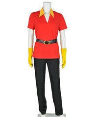 Adult Gaston Costume Red T-Shirt and Black Pants