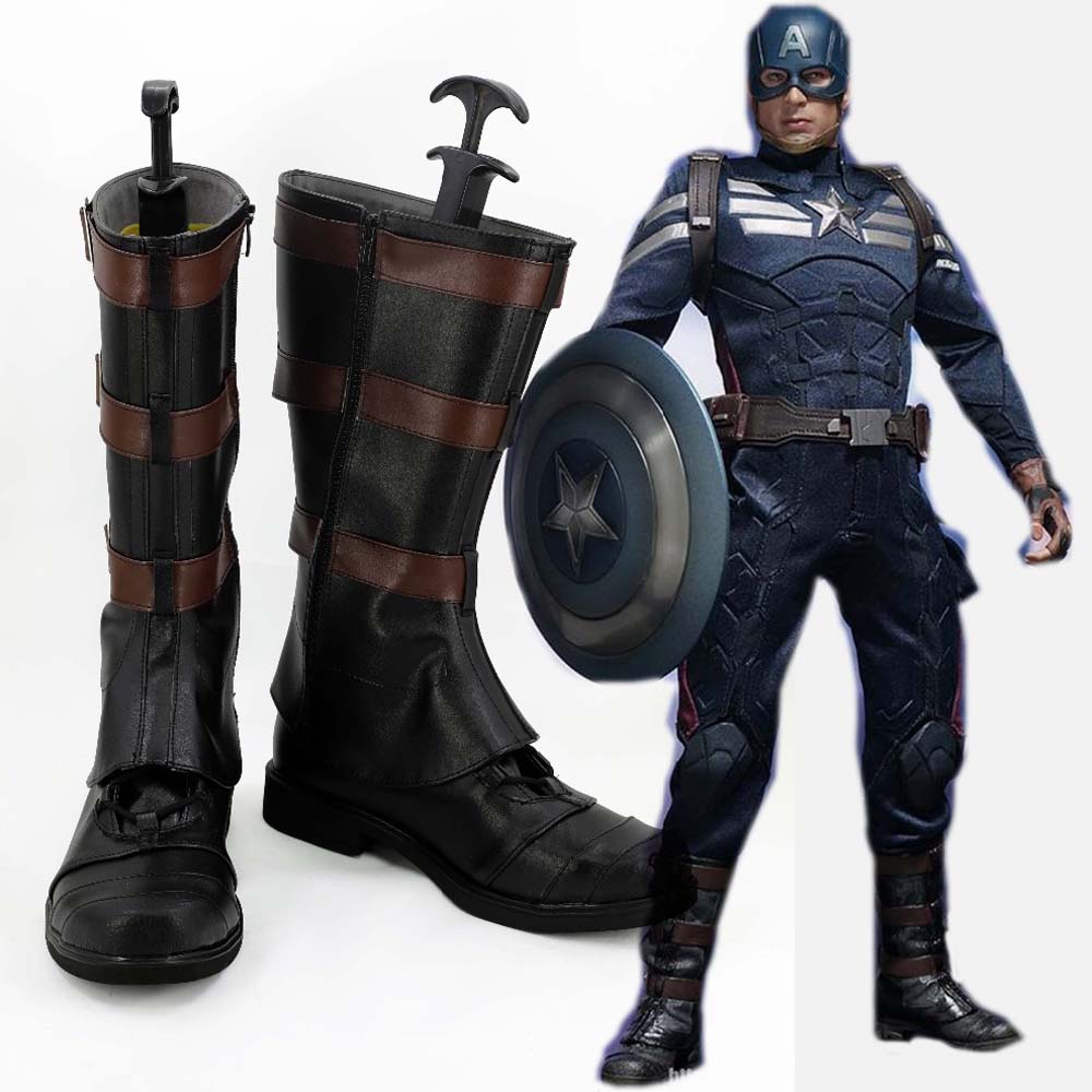 Captain America Cosplay Shoes Boots Custom Made