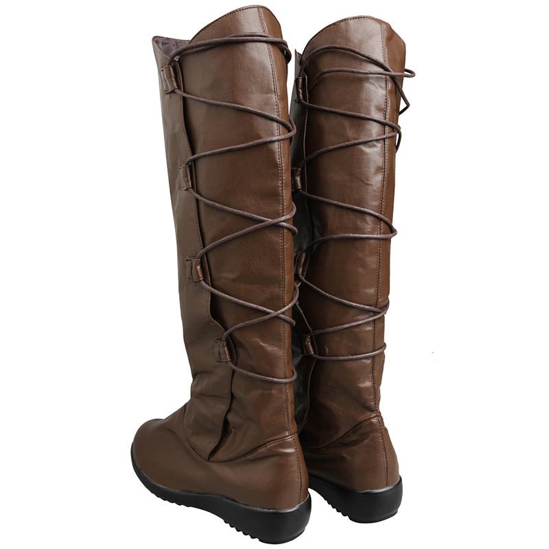 Star Wars 8 The Last Jedi Rey Brown Shoes Cosplay Boots