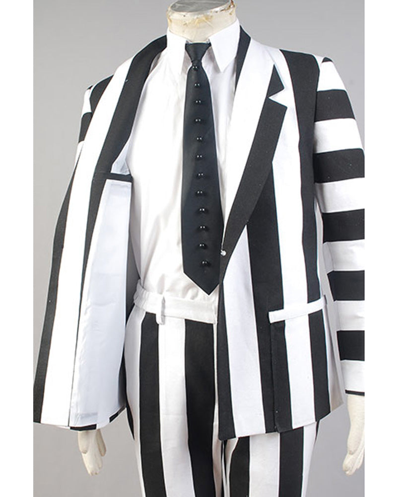 Beetlejuice Fancy Suit Costume White Black Full Set Uniform