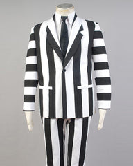 Beetlejuice Fancy Suit Costume White Black Full Set Uniform