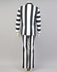 Beetlejuice Fancy Suit Costume White Black Full Set Uniform