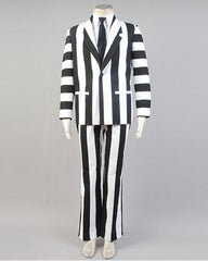 Beetlejuice Fancy Suit Costume White Black Full Set Uniform