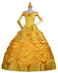 Adult Princess Belle Costume Yellow Cosplay Dress